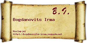 Bogdanovits Irma névjegykártya