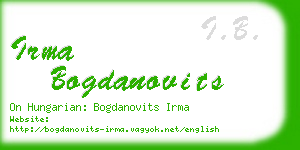 irma bogdanovits business card